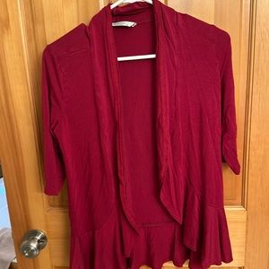 Women’s red/burgandy open cardigan - size small.